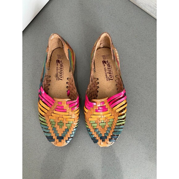 Women’s Spanish Huarache Leather Braided Sandals Slip Ons Shoes - Picture 2 of 9